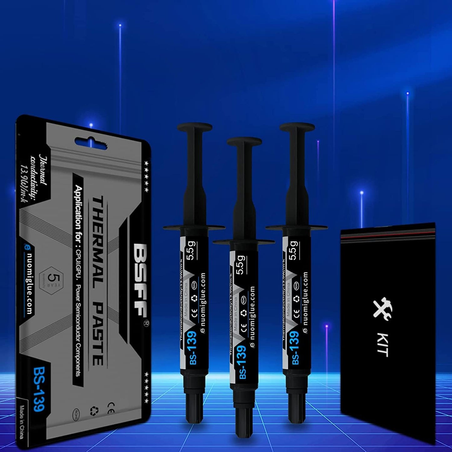 BSFF Wärmeleitpaste, 3,5 g mit Werkzeugsatz CPU Paste Wärmeleitmittel Kühlkörper für IC/Prozessor/CPU/Alle Kühler, Kohlenstoffbasiert Hohe Leistung
