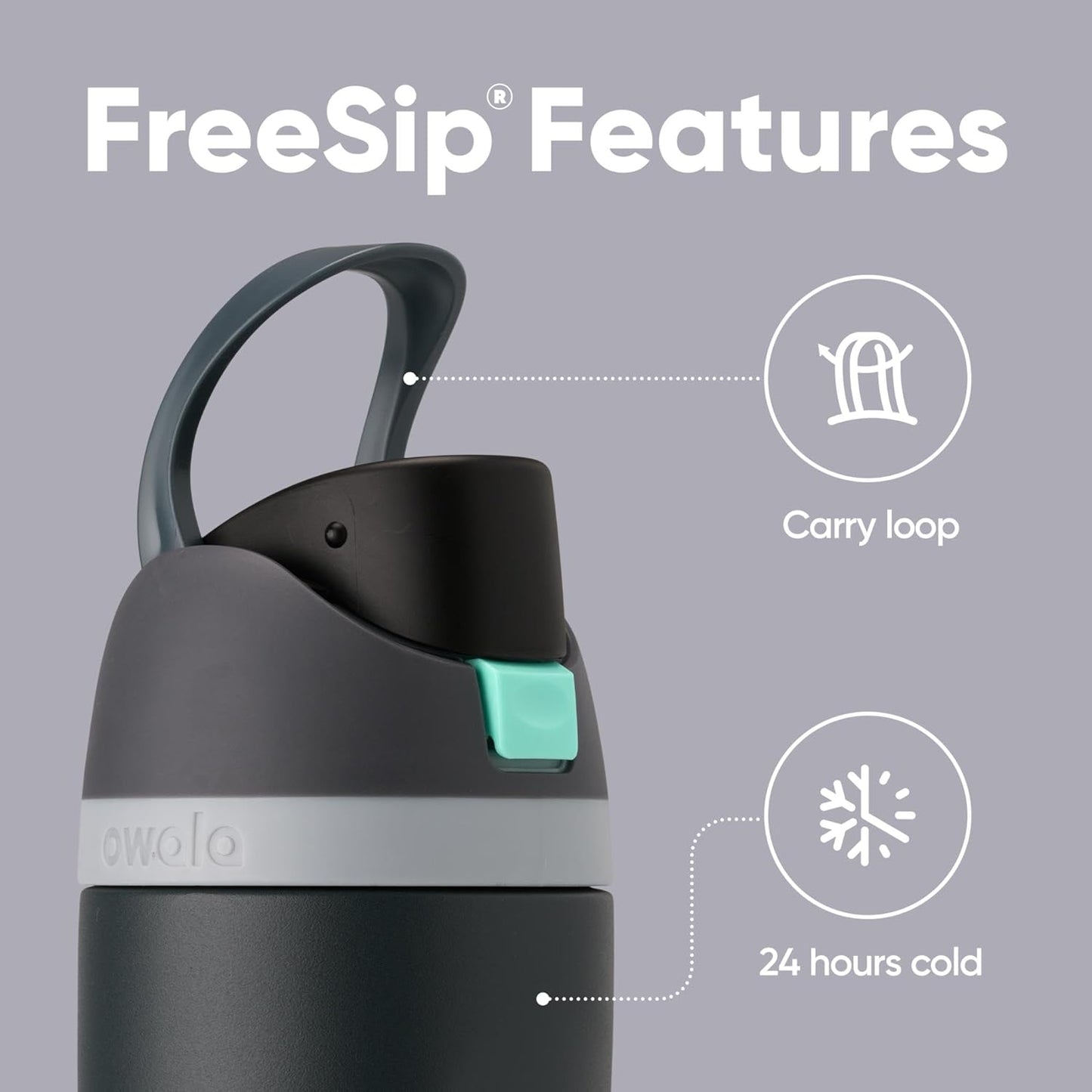 Owala FreeSip Isolierte Edelstahl-Wasserflasche mit Strohhalm für Sport und Reisen, BPA-frei, 710 ml, Shy Marshmallow
