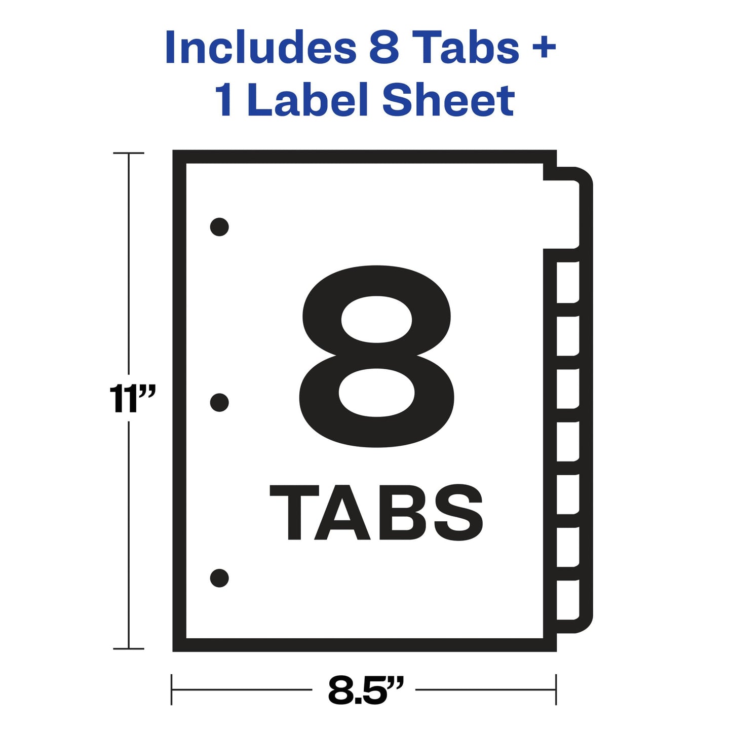 Avery 8 Tab Dividers for 3 Ring Binder, Easy Print & Apply Clear Label Strip, Index Maker Customizable Multicolor Tabs, 25 Sets (11424)