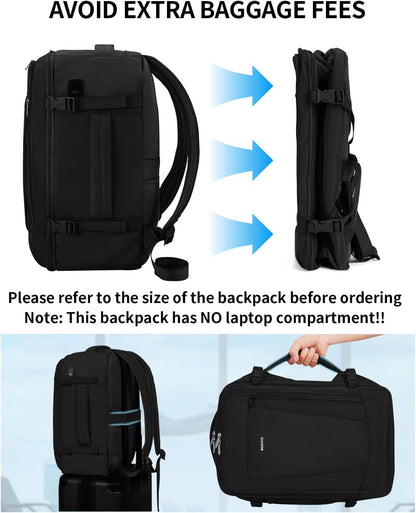 ECOHUB 16'' Reise-Rucksack Handgepäck Unterseat-Rucksack Persönlicher Gegenstand Flugzeug-Reisetasche mit 13 Taschen Handgepäck Flaschenhalter USB-Ladeanschluss Casual Daypack für Frauen Männer Schwarz