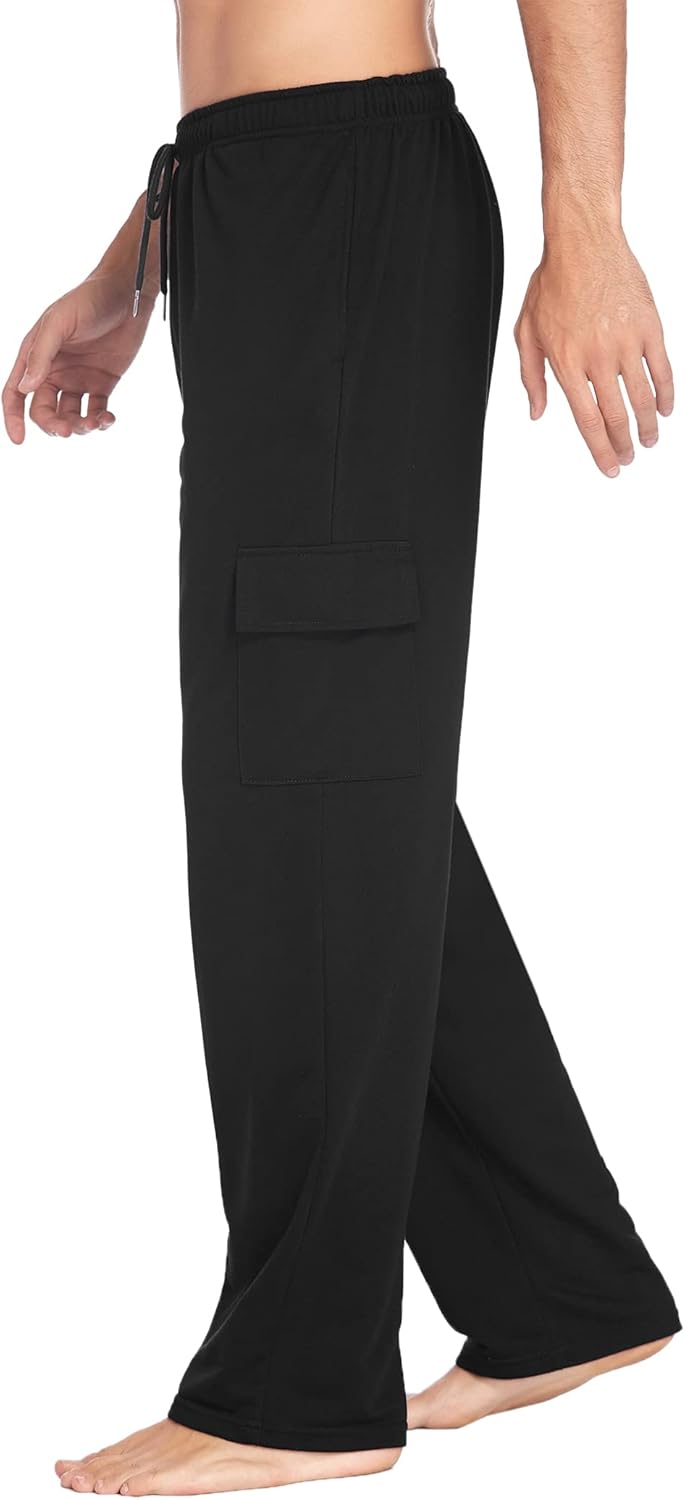 Deyeek Herren Cargo Jogginghose Open Bottom Baggy Leichte Cargo Sweatpants für Männer Locker sitzende Freizeithose mit Taschen