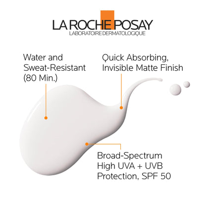 La Roche Posay Anthelios Ultra Fluid Face & Body Sunscreen SPF 50+, High UVA UVB Protection, Invisible Matte Finish, Water & Sweat Resistant, Fragrance Free, Recommended by Dermatologists