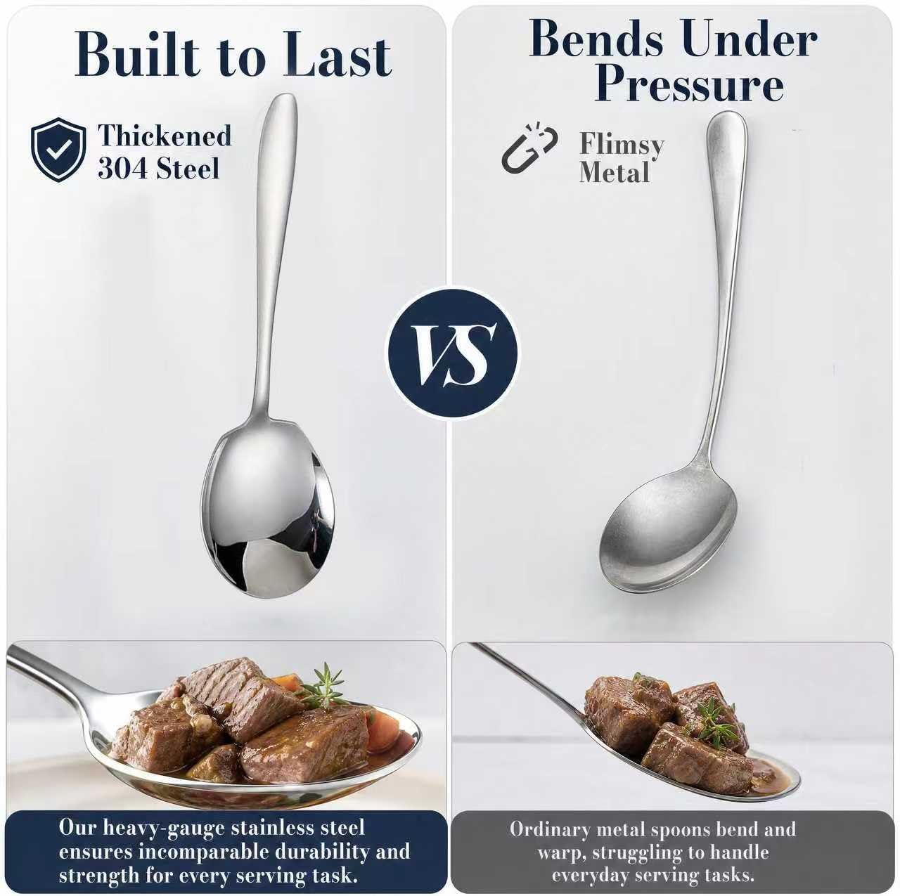 2Pcs Heavy-Duty Large Serving Spoons