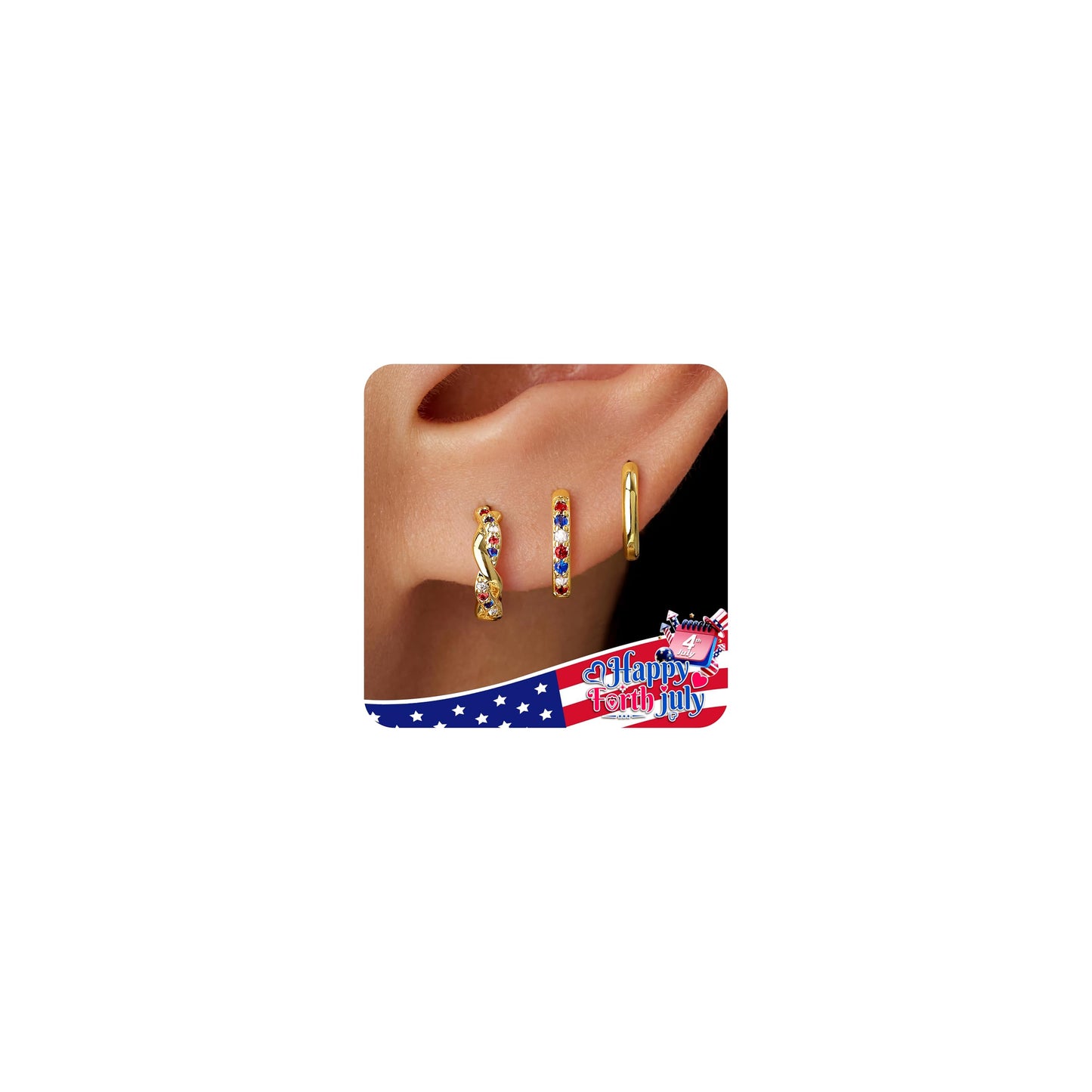 Inerney 14K Gold Plated Huggie Hoop Earrings for Women, Small Sterling Silver Earring Set Hypoallergenic Cartilage Helix Stacks, Mini Dainty Cute Trendy Birthstone Jewelry Gift for Multiple Piercings