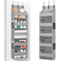 Lifewit 1 Pack Over the Door Organizer, 5 Section Clear Window Hanging Storage with 4 Side Pockets, Sturdy Anti Tilt 40 lbs Load Behind Door for Closet, Bedroom, Bathroom, Nursery, Dorm, Dark Gray