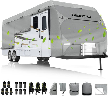 Umbrauto Class C RV Cover Fits 29-32’, Class C Motorhome Camper Cover, Heavy Duty 7 Layers Top Windproof Breathable RV Cover with 3Pcs Extra Straps, Adhesive Repair Patches, 6 Gutter Covers
