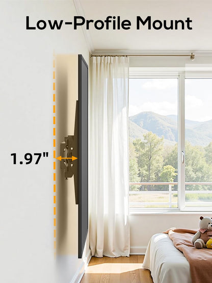 IWORKBOARD 55 65 75 85 inch Tilting TV Wall Mount for 32-90 '' TVs, Low Profile TV Mount Bracket, Safe Lock & Quick Release, Max VESA 600x400mm, 24 inch Studs,132 lbs, Fit Most 55+ 75+ 85+ 86 TVs