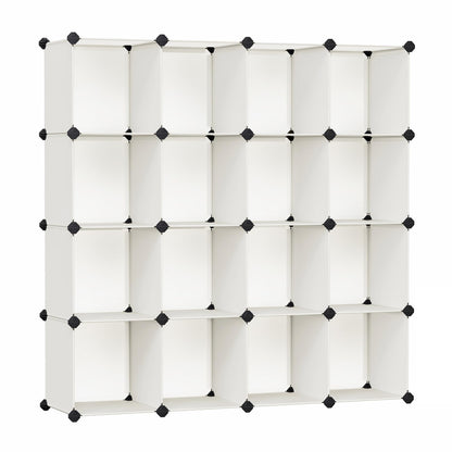 SONGMICS Cube Storage Organizer, Set of 16 Plastic Cubes, Closet Organizers and Storage, Room Organization, Bedroom Living Room, 12.2 x 48.4 x 48.4 Inches, Rustic Brown ULPC442A01