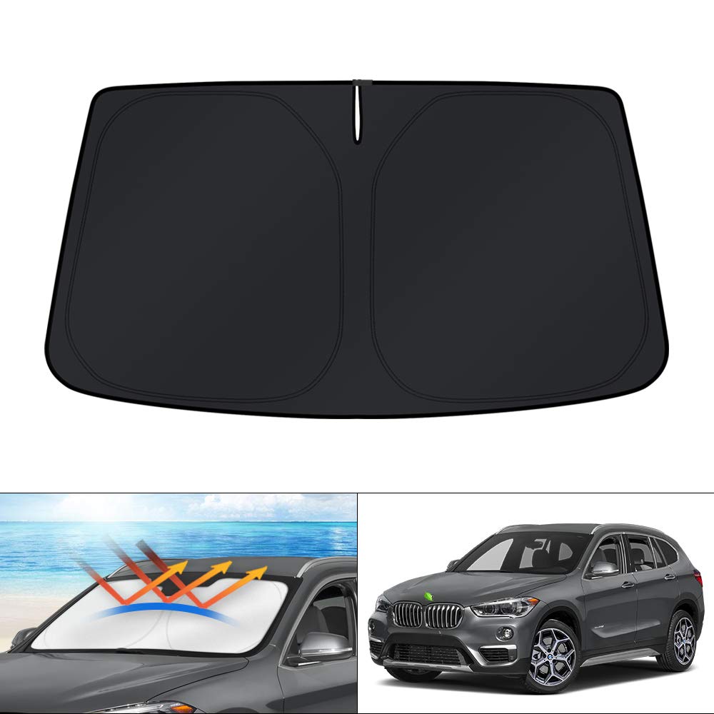 KUST Windshield Sun Shade for 2017-2026 Tesla Model Y/Model 3 Sunshade Accessories (Fit 2025-2026 Model Y Juniper / 2024 Model 3 Highland) Upgraded Foldable Sunshade, Blocks UV Rays Keep Car Cool