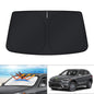 KUST Windshield Sun Shade for 2017-2026 Tesla Model Y/Model 3 Sunshade Accessories (Fit 2025-2026 Model Y Juniper / 2024 Model 3 Highland) Upgraded Foldable Sunshade, Blocks UV Rays Keep Car Cool