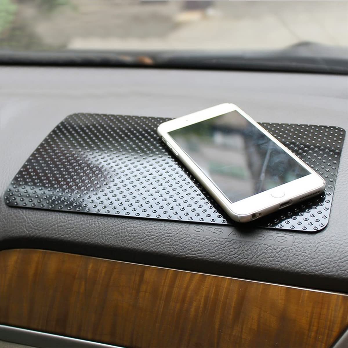 Auto-Armaturenbrett-Anti-Rutsch-Gummipad, 27 x 15 cm Universal rutschfeste Auto-Magic-Armaturenbrett-Haftmatte für Handys, Sonnenbrillen, Schlüssel, elektronische Geräte und mehr (Schwarz/Gitter)