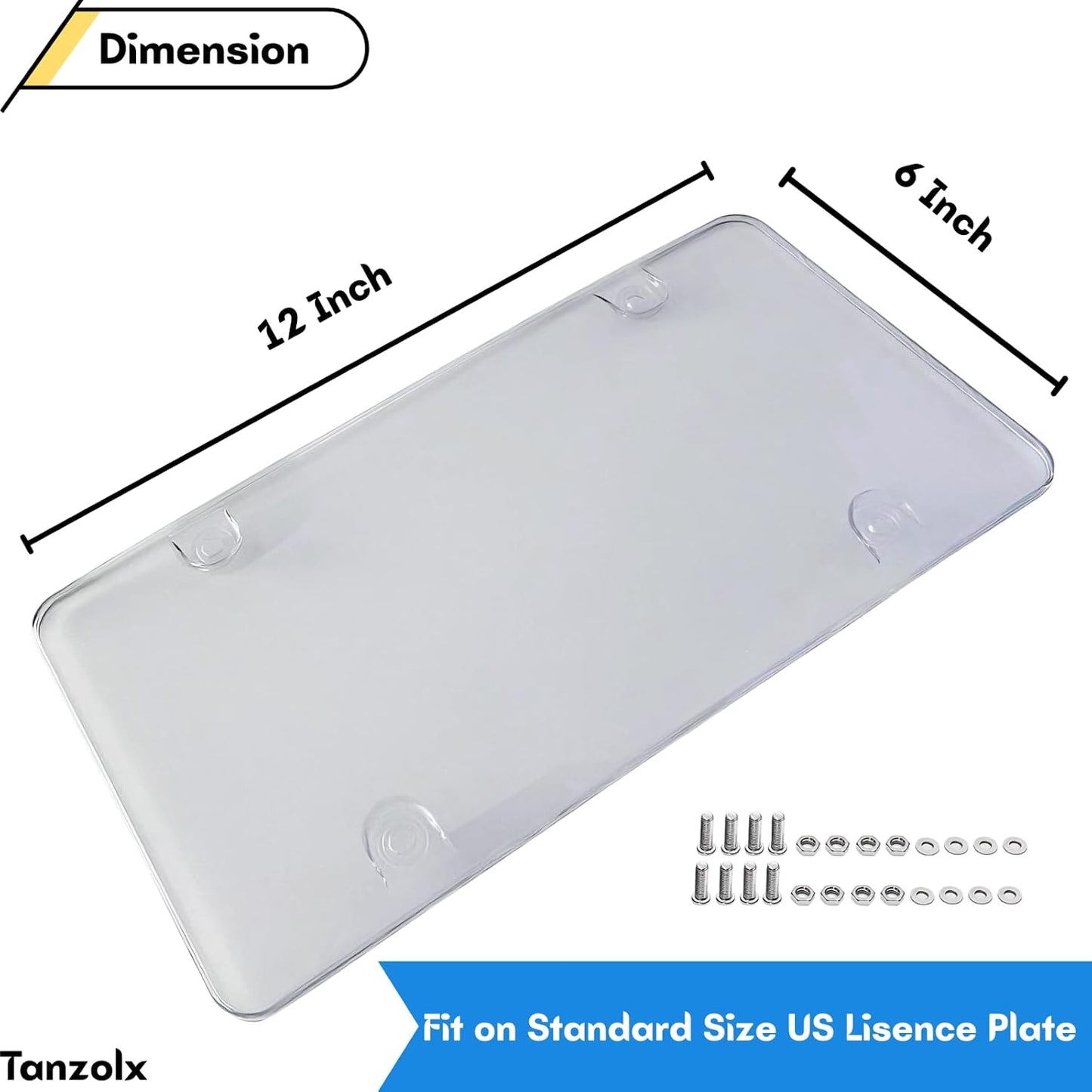 2-Pack Clear License Plate Cover, Unbreakable Bubble Shield for US/Canada Car Tag, UV Protection, Heavy Duty License Plate Protector, Universal Fit (Screws Included)