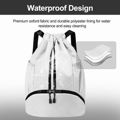 Hoedia Sports-Kordelzugrucksack – Schwimm-Turnbeutel mit Schuhfach und wasserdichter Tasche für Damen und Herren