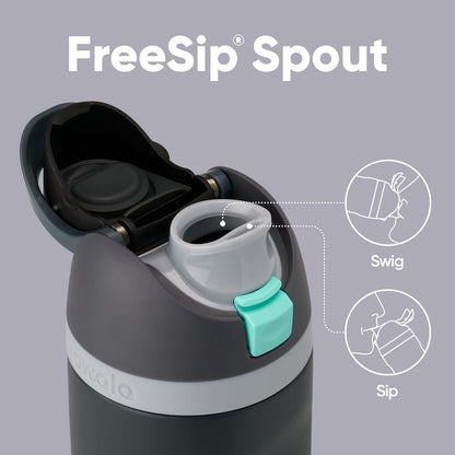Owala FreeSip Isolierte Edelstahl-Wasserflasche mit Strohhalm für Sport und Reisen, BPA-frei, 710 ml, Shy Marshmallow