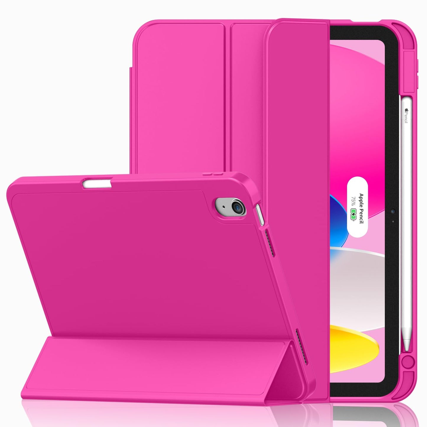 iMieet Case for iPad (A16)/iPad 10th Generation [11-Inch 2025/10.9 Inch 2022], Trifold Stand Smart Cover with Pencil Holder and Soft TPU Back, Supports Touch ID(Black)