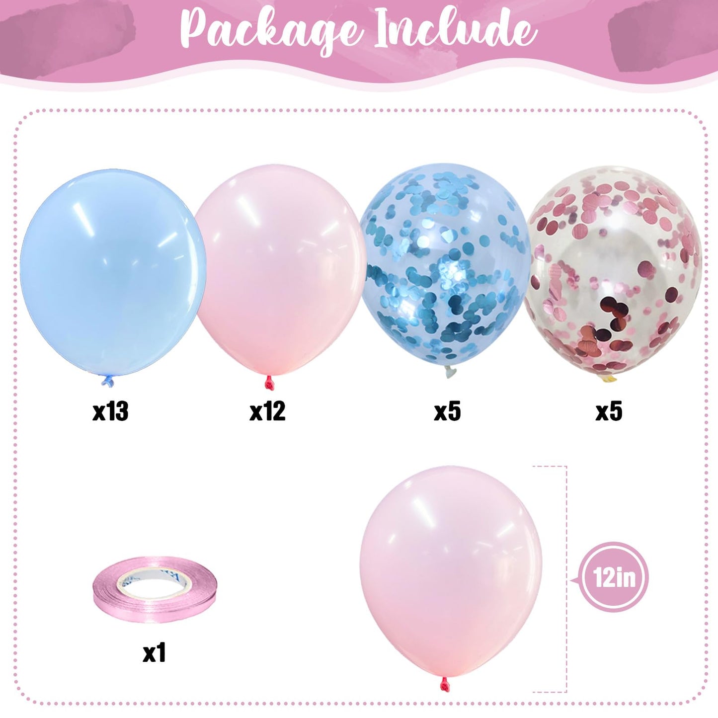 Pastellrosa und lilafarbene Ballons, 12-Zoll-Metallic-Lila-Flieder-Pink-Konfetti-Ballon-Set für Mädchen, Frauen, Kpop, Schmetterling-Geburtstag, Babyparty, Brautparty, Hochzeit, Prinzessin, Disco, Musikparty-Dekorationen
