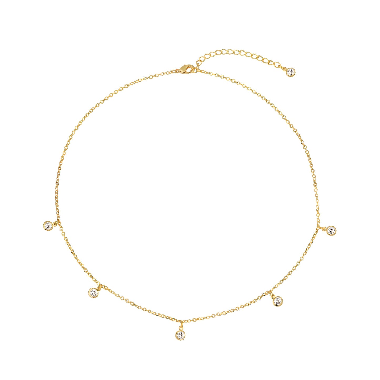 Tewiky Dainty 14k Gold Plated/Silver Cubic Zirconia Necklaces for Women, Simple CZ Jewelry Necklaces Trendy Gifts