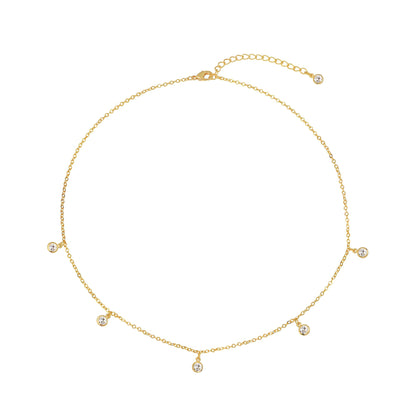 Tewiky Dainty 14k Gold Plated/Silver Cubic Zirconia Necklaces for Women, Simple CZ Jewelry Necklaces Trendy Gifts