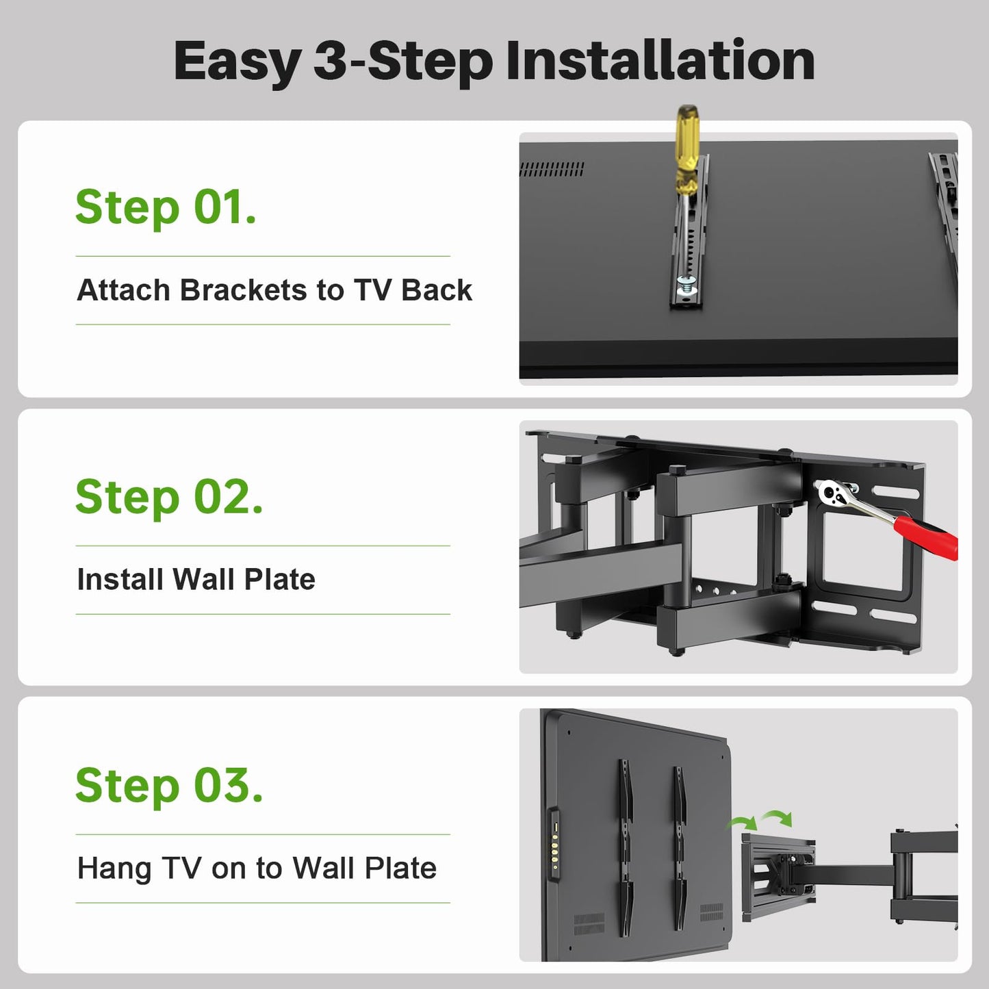 Full Motion TV Wall Mount for Most 37"-84" Flat Screen TV, Swivel or Tilt TV Wall Bracket with Dual Articulating Arms, for 12"-16" Wood Studs, Max VESA 600x400mm, Load 120 lbs by USX MOUNT