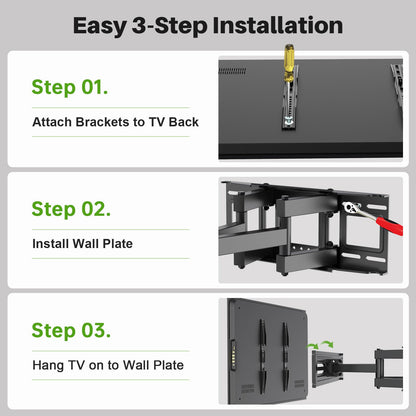 Full Motion TV Wall Mount for Most 37"-84" Flat Screen TV, Swivel or Tilt TV Wall Bracket with Dual Articulating Arms, for 12"-16" Wood Studs, Max VESA 600x400mm, Load 120 lbs by USX MOUNT