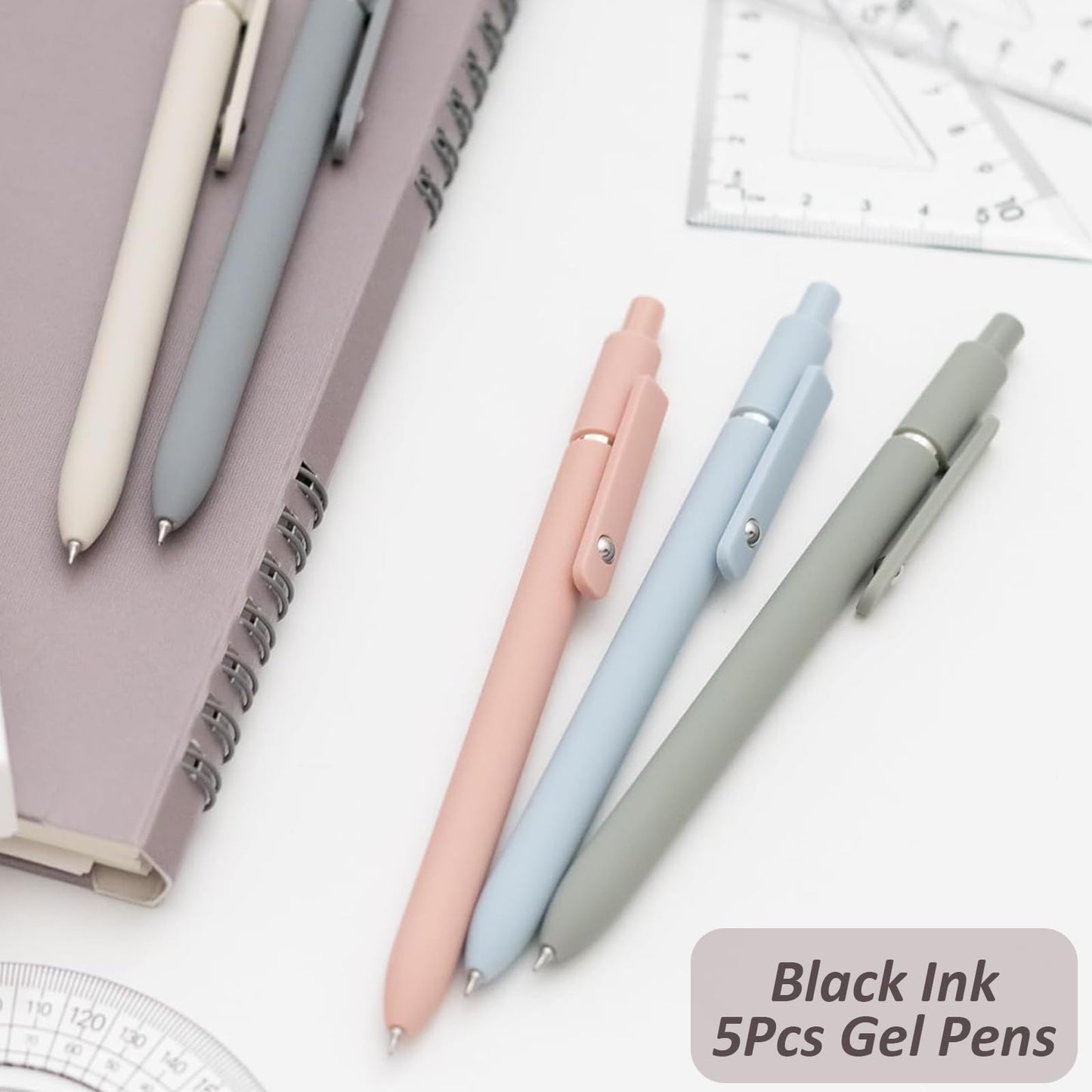 ACEES Gel Pens, 6 Pcs 0.5mm Fine Point Black Ink Pen With Smooth Writing, Office Desk Accessories, Writing Supplies Gifts for Men Women, Quick Dry Pens Ballpoint For Journaling, Black/Gray/White