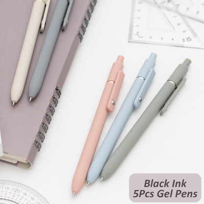 ACEES Gel Pens, 6 Pcs 0.5mm Fine Point Black Ink Pen With Smooth Writing, Office Desk Accessories, Writing Supplies Gifts for Men Women, Quick Dry Pens Ballpoint For Journaling, Black/Gray/White