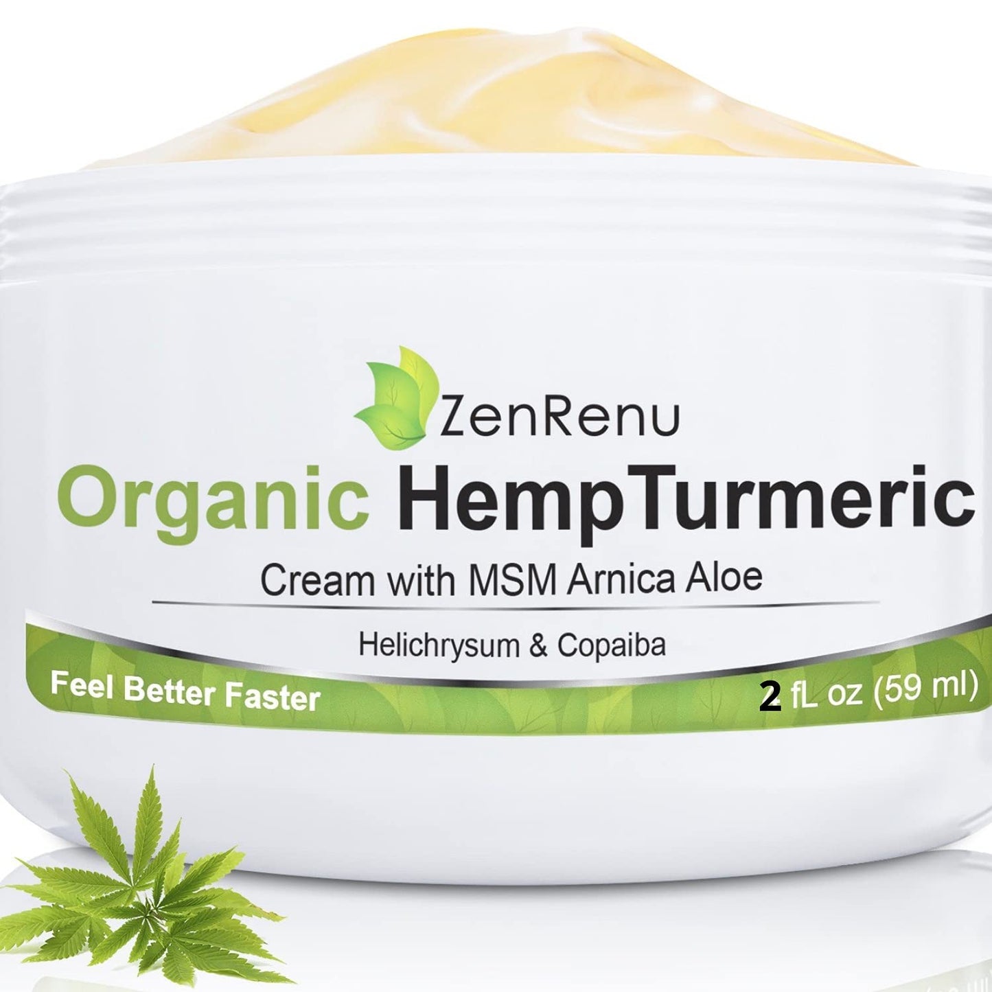 Organic Hemp Turmeric Cream with Arnica, MSM, Hemp Oil Extract, & 7 Essential Oils - Non Greasy & Fast Absorbing for Any Areas of Discomfort 4 oz