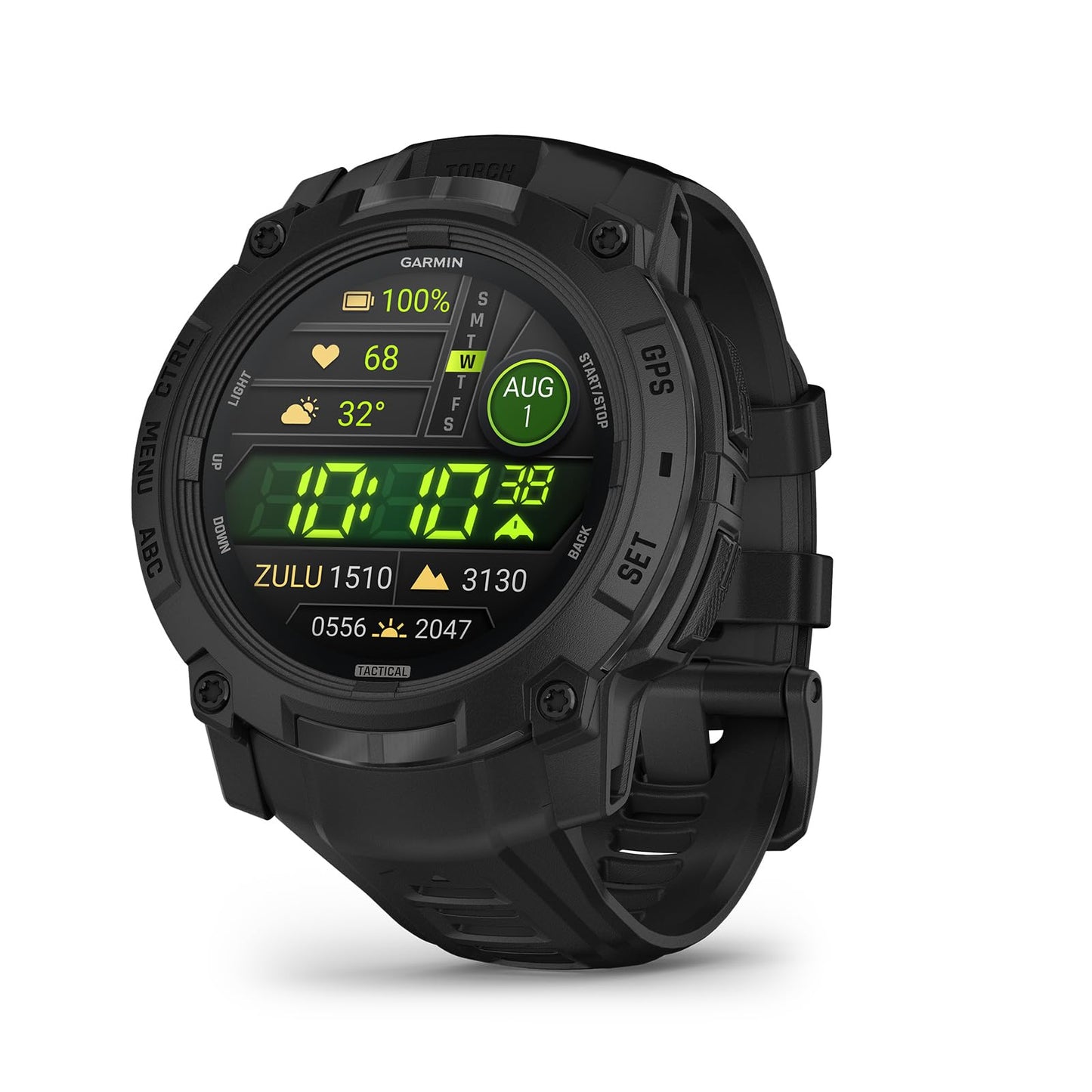 Garmin Instinct® 3 45mm, AMOLED Display, Rugged Outdoor GPS Smartwatch, Metal-Reinforced Bezel, Built-in Flashlight, Up to 18 Days of Battery Life, Black