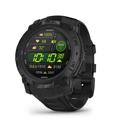 Garmin Instinct® 3 45mm, AMOLED Display, Rugged Outdoor GPS Smartwatch, Metal-Reinforced Bezel, Built-in Flashlight, Up to 18 Days of Battery Life, Black