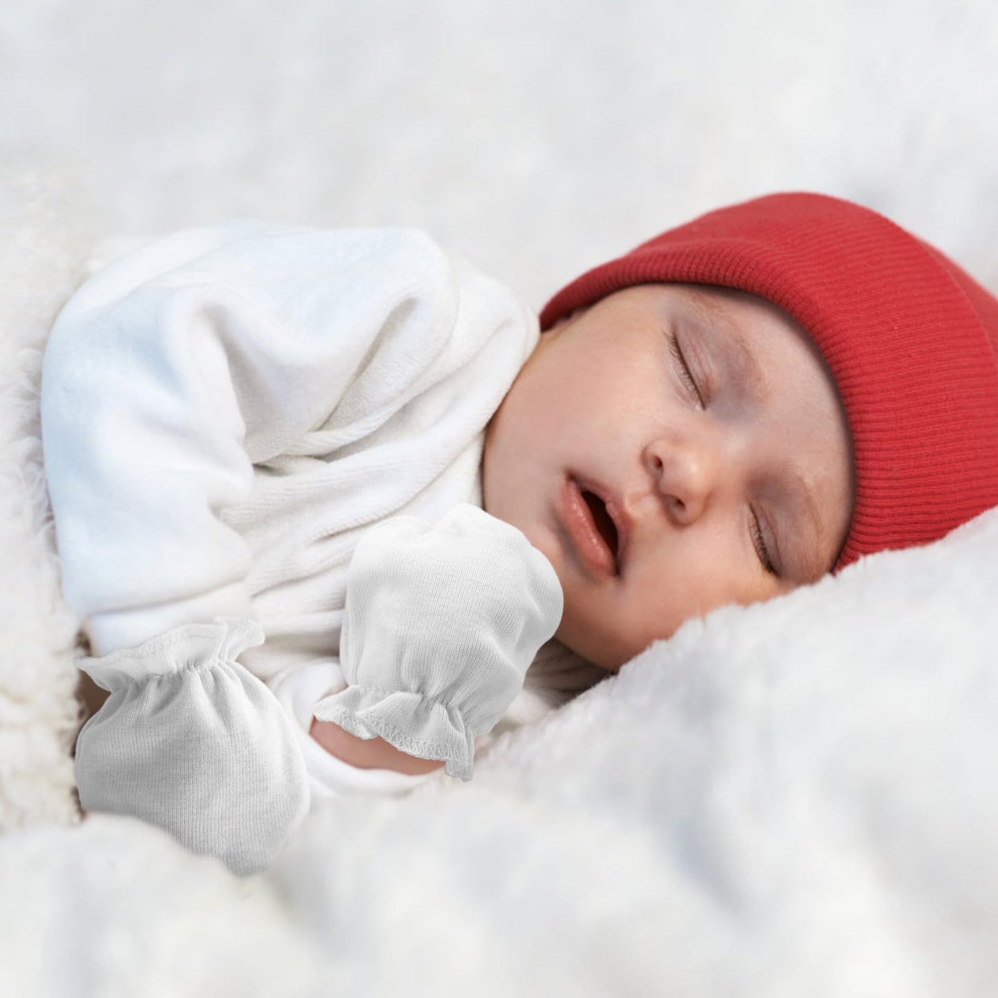 BQUBO Baby Fäustlinge Kratzschutz Handschuhe aus Baumwolle mit elastischem Bündchen Hypoallergen für Neugeborene und Babys von 0-6 Monaten Jungen und Mädchen