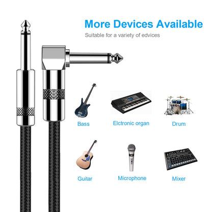 Gitarrenkabel 3m New bee E-Instrumentenkabel Bassverstärkerkabel für E-Gitarre, Bassgitarre, E-Mandoline, Pro Audio (Winkelstecker auf Gerader Stecker, Schwarz)