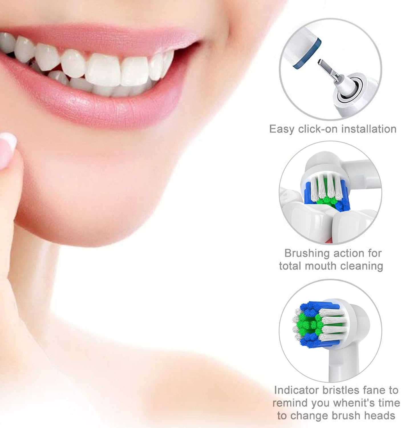 Ersatz-Zahnbürstenköpfe kompatibel mit Oral B Braun, 20 Stück professionelle elektrische Zahnbürstenköpfe Ersatzköpfe für Oral B Nachfüllpackung Pro 500/1000/1500/3000/3757/5000/7000/7500/8000