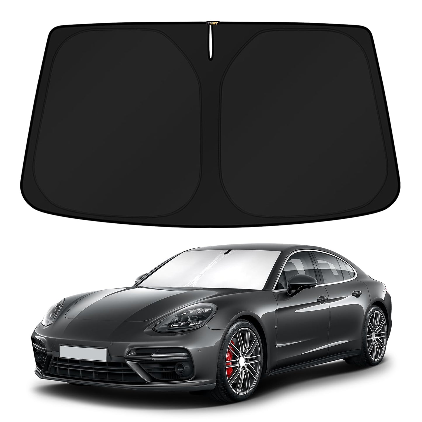 KUST Windshield Sun Shade for 2017-2026 Tesla Model Y/Model 3 Sunshade Accessories (Fit 2025-2026 Model Y Juniper / 2024 Model 3 Highland) Upgraded Foldable Sunshade, Blocks UV Rays Keep Car Cool