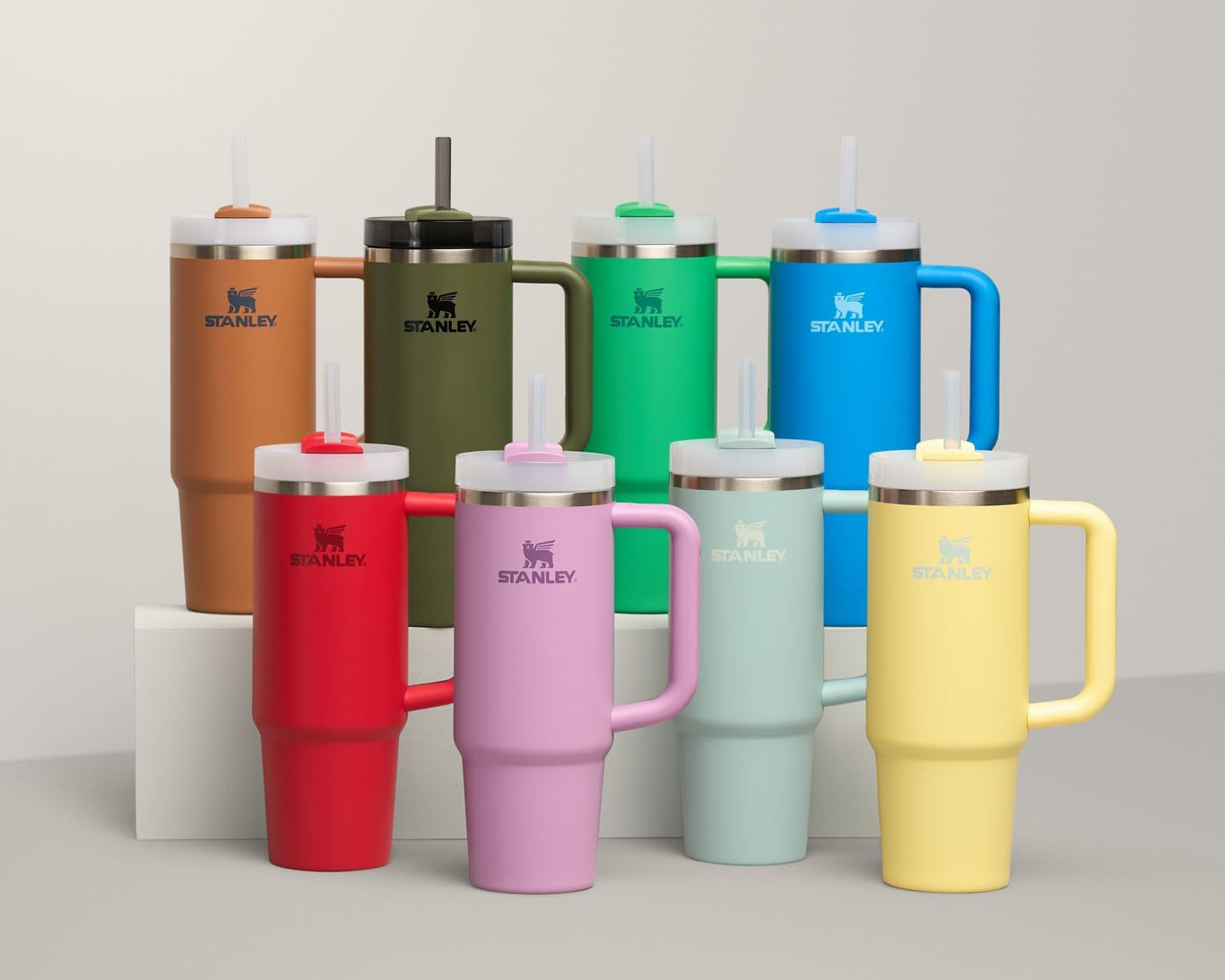 Vaso Stanley Quencher H2.0 con asa y pajita de 40 oz | Tapa Flowstate de 3 posiciones | Compatible con portavasos para viajes | Vaso térmico de acero inoxidable | Sin BPA | Arándano