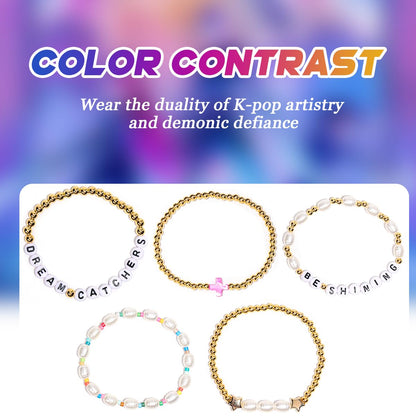 AICase 18K Gold Plated Clover Bracelet Dupes Gold/White/Black Bracelet Set for Women Flower Leaf Lucky Clover Bracelets Trendy Jewelry Birthday Gifts for Women/MoM/Friends