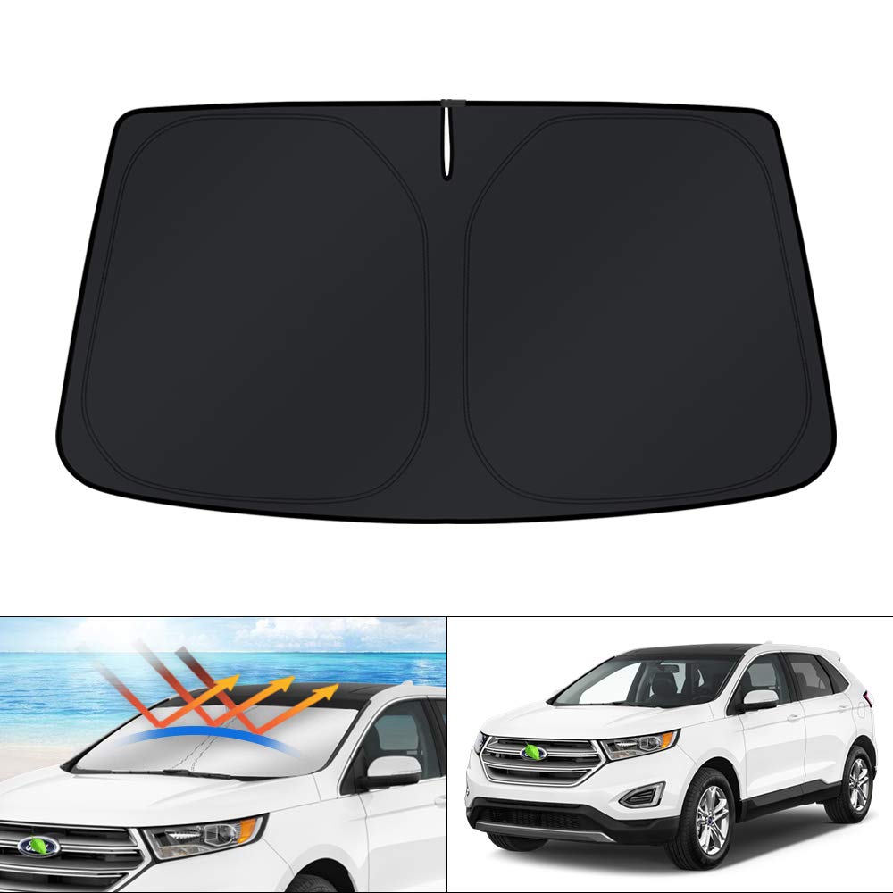KUST Windshield Sun Shade for 2017-2026 Tesla Model Y/Model 3 Sunshade Accessories (Fit 2025-2026 Model Y Juniper / 2024 Model 3 Highland) Upgraded Foldable Sunshade, Blocks UV Rays Keep Car Cool