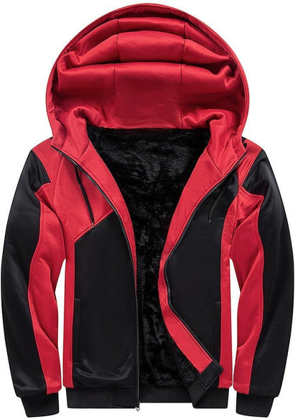 Herren-Hoodie, schweres Fleece-Futter, verdickt, warm, mit Kängurutasche für Outdoor und Freizeit