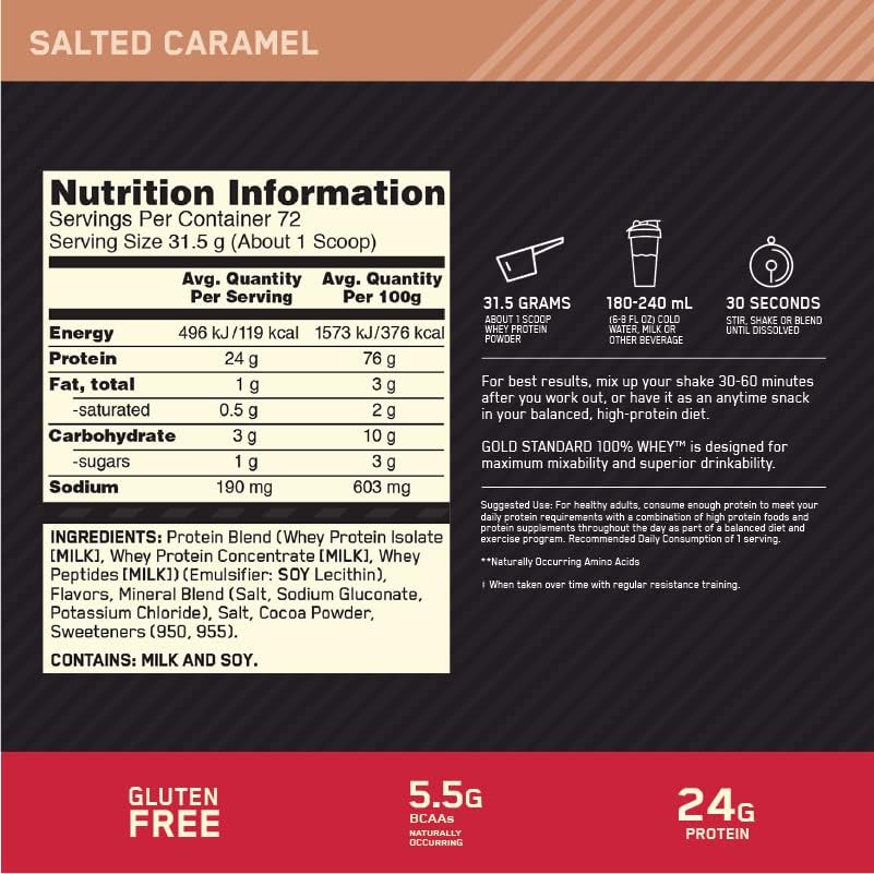 OPTIMUM NUTRITION Gold Standard 100% Whey Protein Powder, Double Rich Chocolate, 2.27kg - [packaging may vary]
