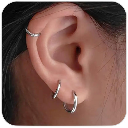 1 Pair 6mm Small Hoop Earrings for Women, Dainty 14K Gold Plated Huggie Hoop Earrings Hypoallergenic Lightweight Cartilage Earrings Set for Multiple Piercings for Sensitive (Gold/1.6mm)