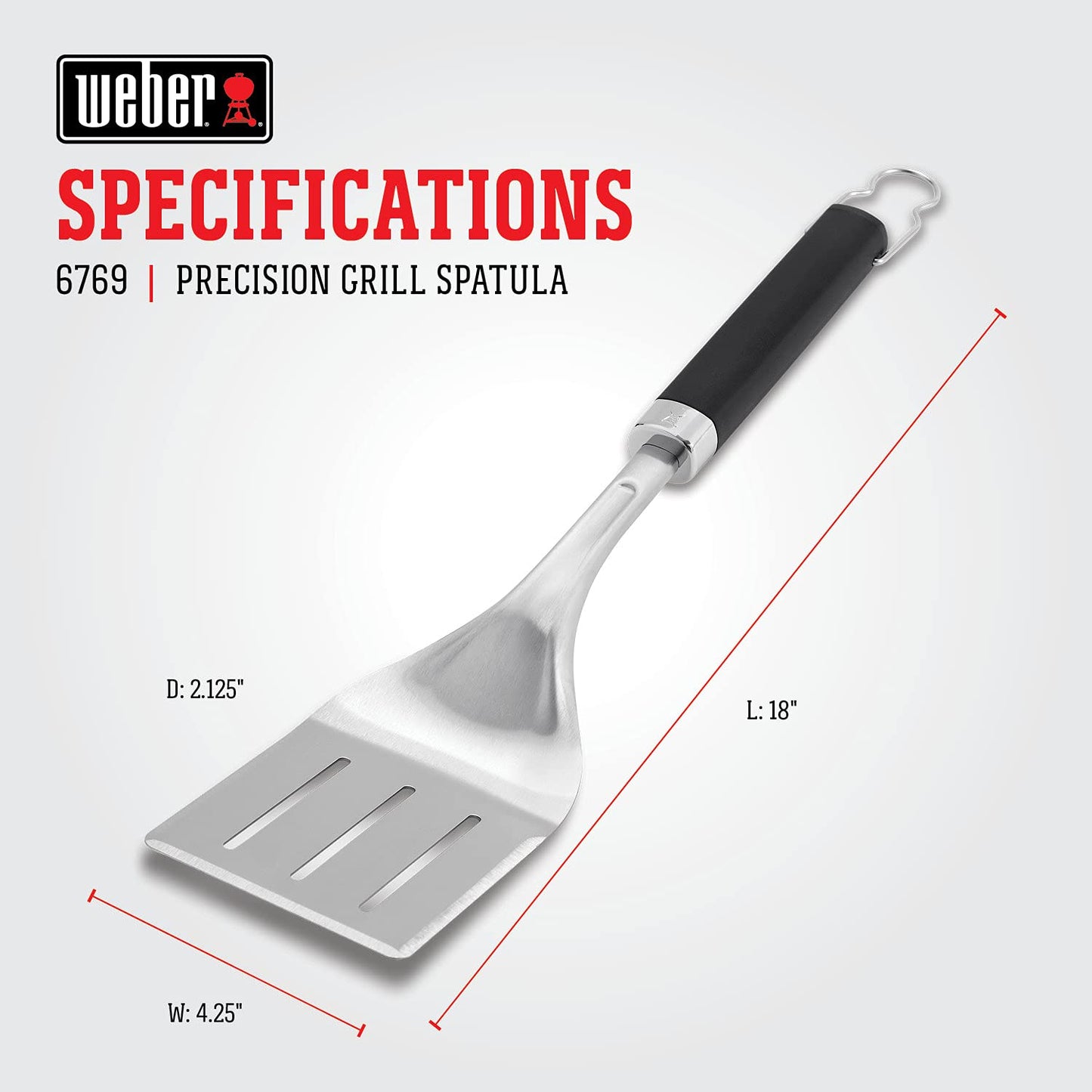 Weber Precision 3‑Piece Grilling Tool Set – Stainless Steel Tongs, Spatula & Silicone Basting Brush with Non‑Slip Handles and Hands‑Free Locking - Grill Accessory Kit