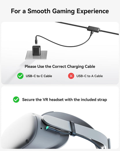 INIU VR Link Cable with Separate Charging Port, 16FT High Speed Data Transfer & Charging Cable, USB to USB C Charger Cord for Virtual Reality Headset, Meta Oculus Quest 3s 3 2 Pro, Pico 4 Steam PC VR