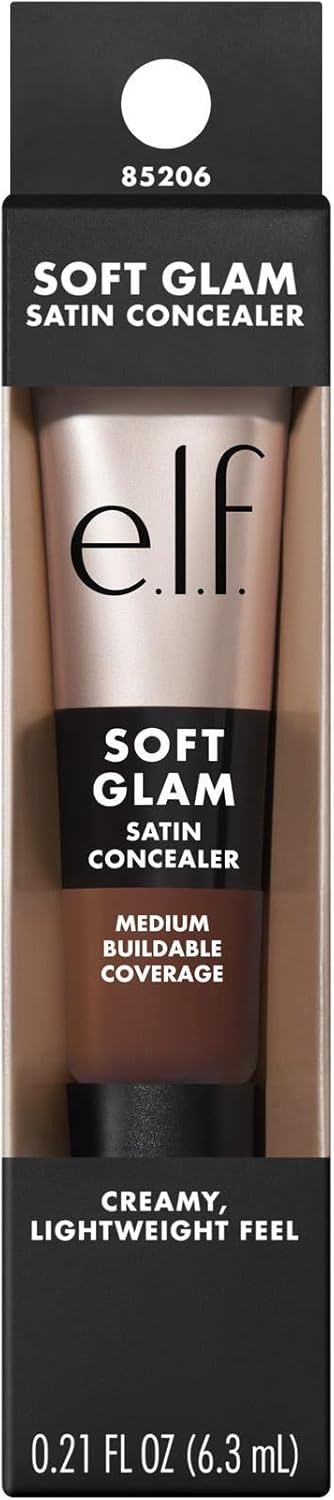 e.l.f. Soft Glam Satin Concealer, Mittlere Deckkraft für Unreinheiten & Unteraugen, knitterfest, langanhaltend, vegan & tierversuchsfrei, 10 Fair Cool
