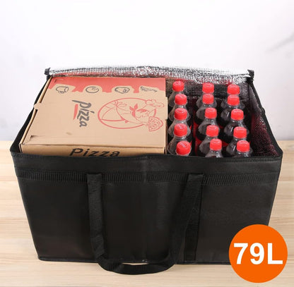 Bodaon Isolierte Essensliefertasche - Warm- & Kalthaltetransporttasche, Catering/Doordash Pizzawärmer, Einkaufstasche, Kühltasche für Partys (Schwarz-Rot, 1 St.), Ideal für den Transport warmer Speisen