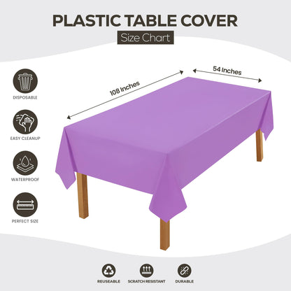Utopia Kitchen Einweg-Tischdecke aus Kunststoff (12er Pack – 137x274 cm) Weiß Rechteckige Tischdecke Wasserdicht Schmutzabweisend Party-Tischdecke