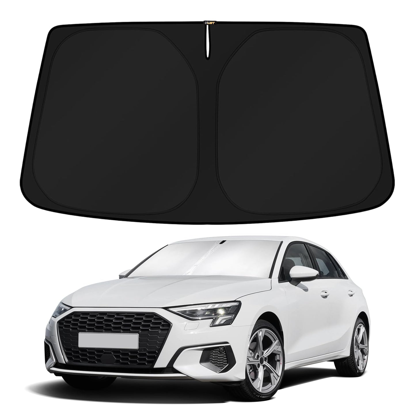 KUST Windshield Sun Shade for 2017-2026 Tesla Model Y/Model 3 Sunshade Accessories (Fit 2025-2026 Model Y Juniper / 2024 Model 3 Highland) Upgraded Foldable Sunshade, Blocks UV Rays Keep Car Cool