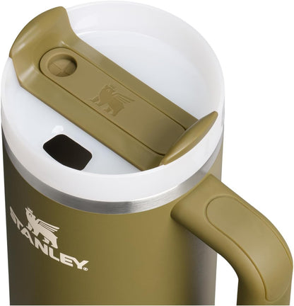 Vaso Stanley Quencher H2.0 con asa y pajita de 40 oz | Tapa Flowstate de 3 posiciones | Compatible con portavasos para viajes | Vaso térmico de acero inoxidable | Sin BPA | Arándano