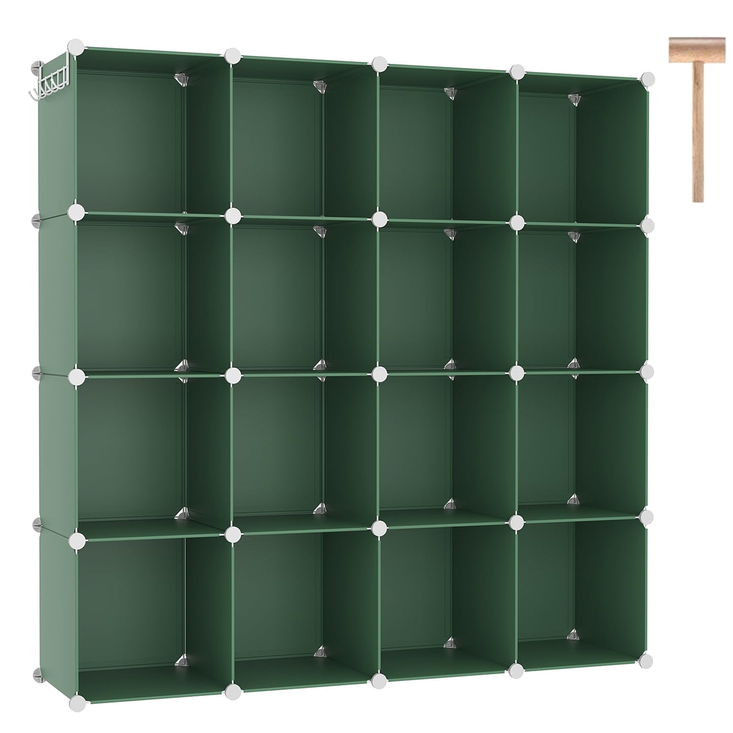 C&AHOME Cube Storage Organizer, 16-Cube Shelves Units, Plastic Storage Cubes, DIY Closet Organizer, Modular Closet Storage Shelves Ideal for Home, Bedroom, 48.4" L × 12.4" W × 48.4" H Black SUM3016H