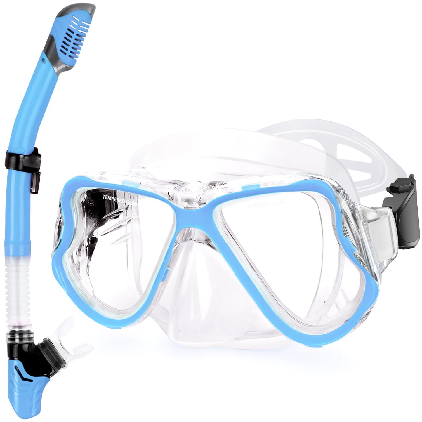 Greatever Dry Snorkel Set,Panoramic Wide View Anti-Fog Scuba Diving Mask,Professional Snorkeling Gear for Adults Kids