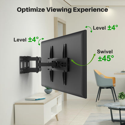 Full Motion TV Wall Mount for Most 37"-84" Flat Screen TV, Swivel or Tilt TV Wall Bracket with Dual Articulating Arms, for 12"-16" Wood Studs, Max VESA 600x400mm, Load 120 lbs by USX MOUNT