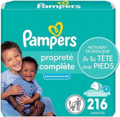 Pampers Complete Clean Baby Wipes - Fresh Scent 3X Pop-Top Packs 216 Count